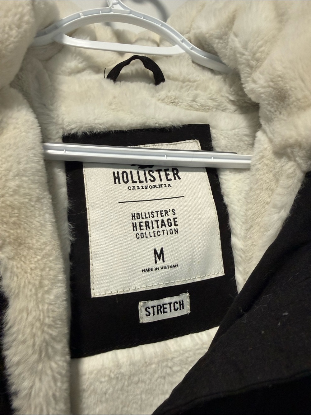 Hollister Black Faux Fur Trim Parka Coat - Picture 2 of 3